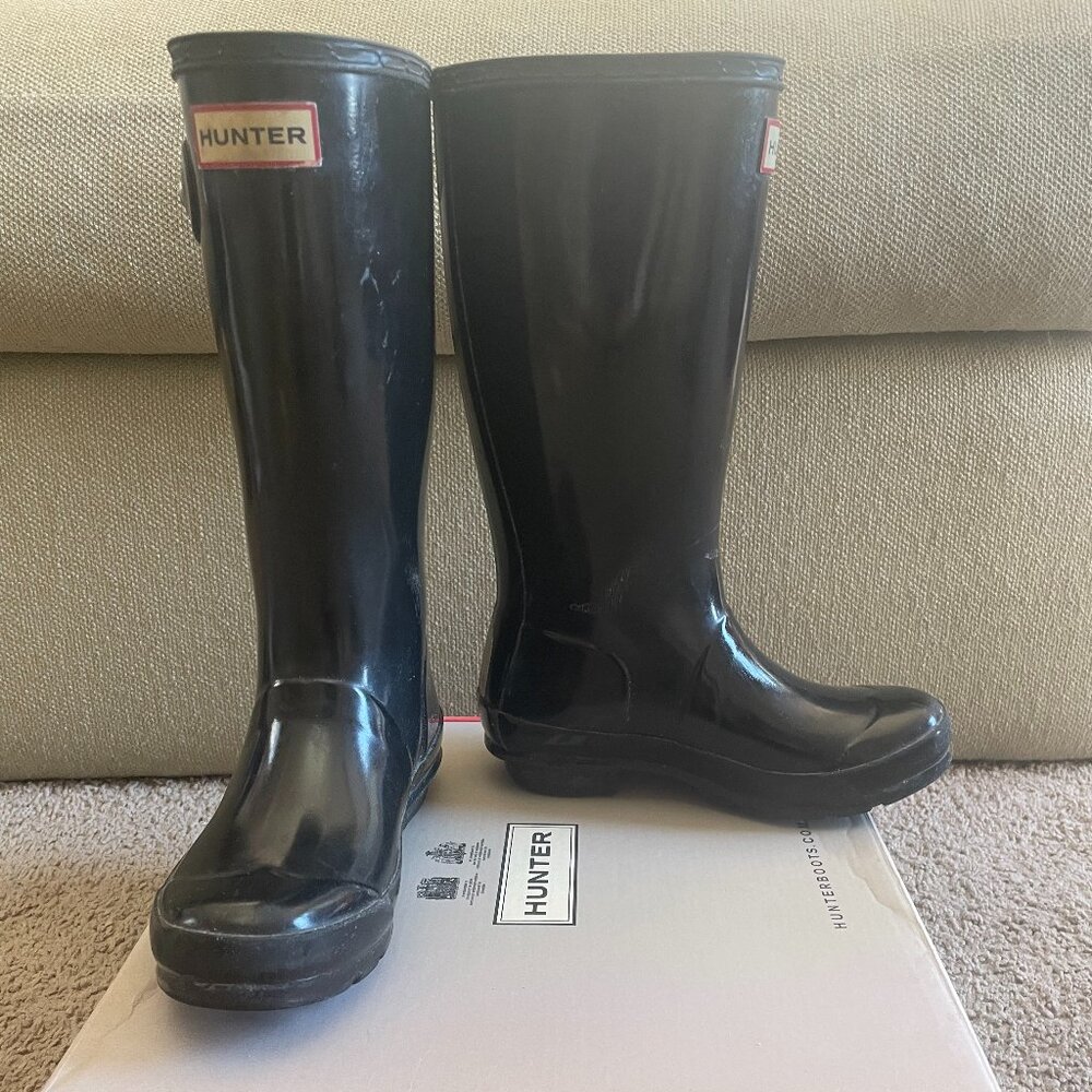 Hunter Original Kids Gloss Black Boots